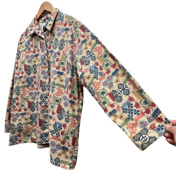 Manor House Mens Aztec Southwestern Collared Button Up Shirt Size M/L - Picture 3 of 11